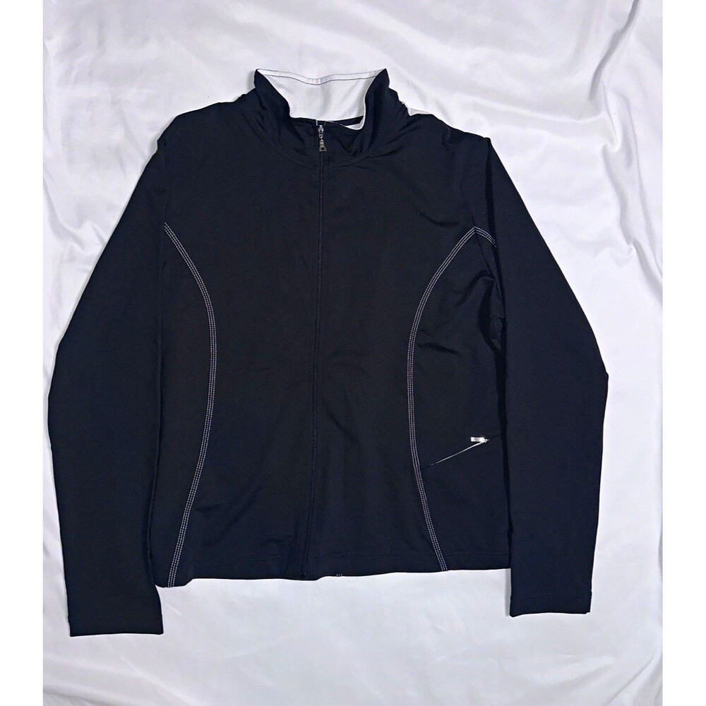 Jockey Womens XL Black Full Zip Mock Neck Track Jacket Zipped Pockets